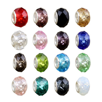 Glass Beads Handcrafted Big Hole Crystal Faceted Beads