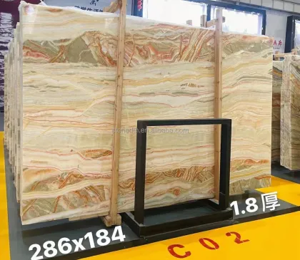 Natural Onyx Stone Marble Wall for Book Match Installation