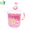 Silicone Glass Drinkg Cup Mug Nắp Phim hoạt hình Bao gồm