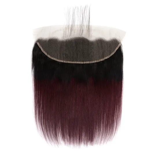 Transparent 13*4 HD Thin Swiss Lace Frontal Closure Cuticle Aligned Pre Plucked Ombre 1B 99J Burgundy Virgin Hair Lace Frontal
