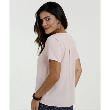 Solid Bowknot Eyelet on the collar Tops T-Shirt