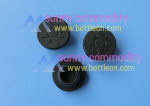 custom 20 mm black butyl rubber stopper with custom logo on top