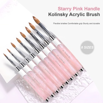 Starry Pink Handle Kolinsky Nail Brush Kit - High-Quality Beauty Personal Care Art Brush