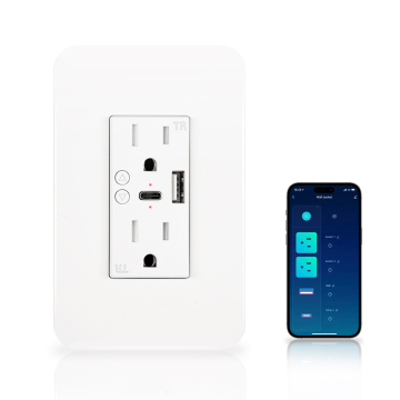 US Wifi dikawal rumah suis dan soket dinding elektrik dengan jenis C &amp; USB Dual Smart Outlets, serasi dengan Alexa &amp; Google Home