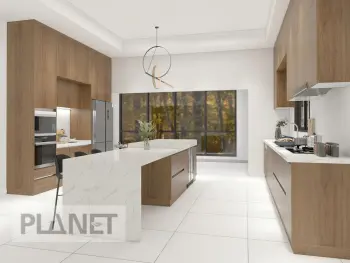 Solid Wood Simple Design Kitchen Cabinet With Island