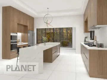 Solid Wood Simple Design Kitchen Cabinet With Island