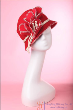 Flowering Triming Onside Women Fashion Bucket Hat Winter Wool Hat