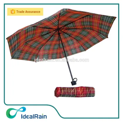Polyester Red and green plaid umbrella paraguas barato al por mayor