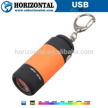 Factory Supply Promotional 1led mini usb Rechargeable Torch Light With Keychain