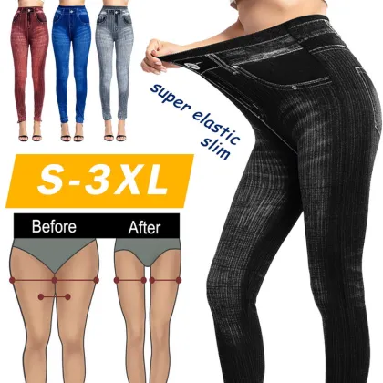 Seamless High Waist Warm Jeans Leggings for Women