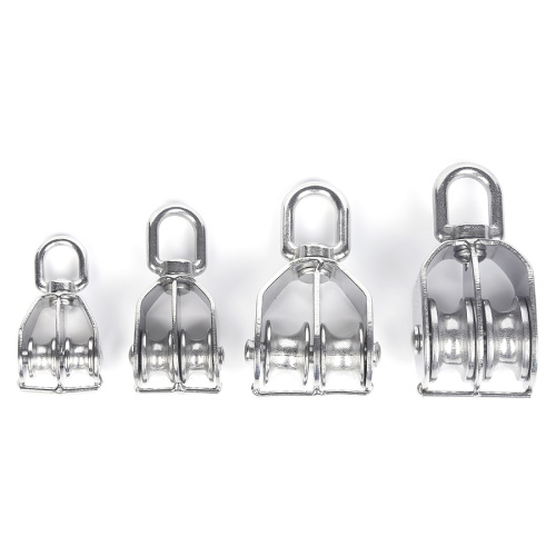 China Stainless steel rotating wire rope crane double pulley Supplier