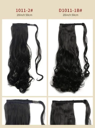 Cheap curly wrap around  ponytails synthetic hair extension accessories long wavy Synthetic Hair Ponytails for white black women