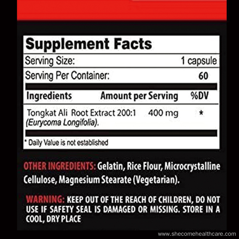 Vegetarian 60Caps Extract Tongkat Ali Capsules for Men