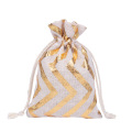 Printed Christmas Gift Burlap Drawstring Bags