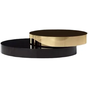 Modern Luxury Rotating Coffee Table: Gold Stainless Steel & Black Tempered Glass