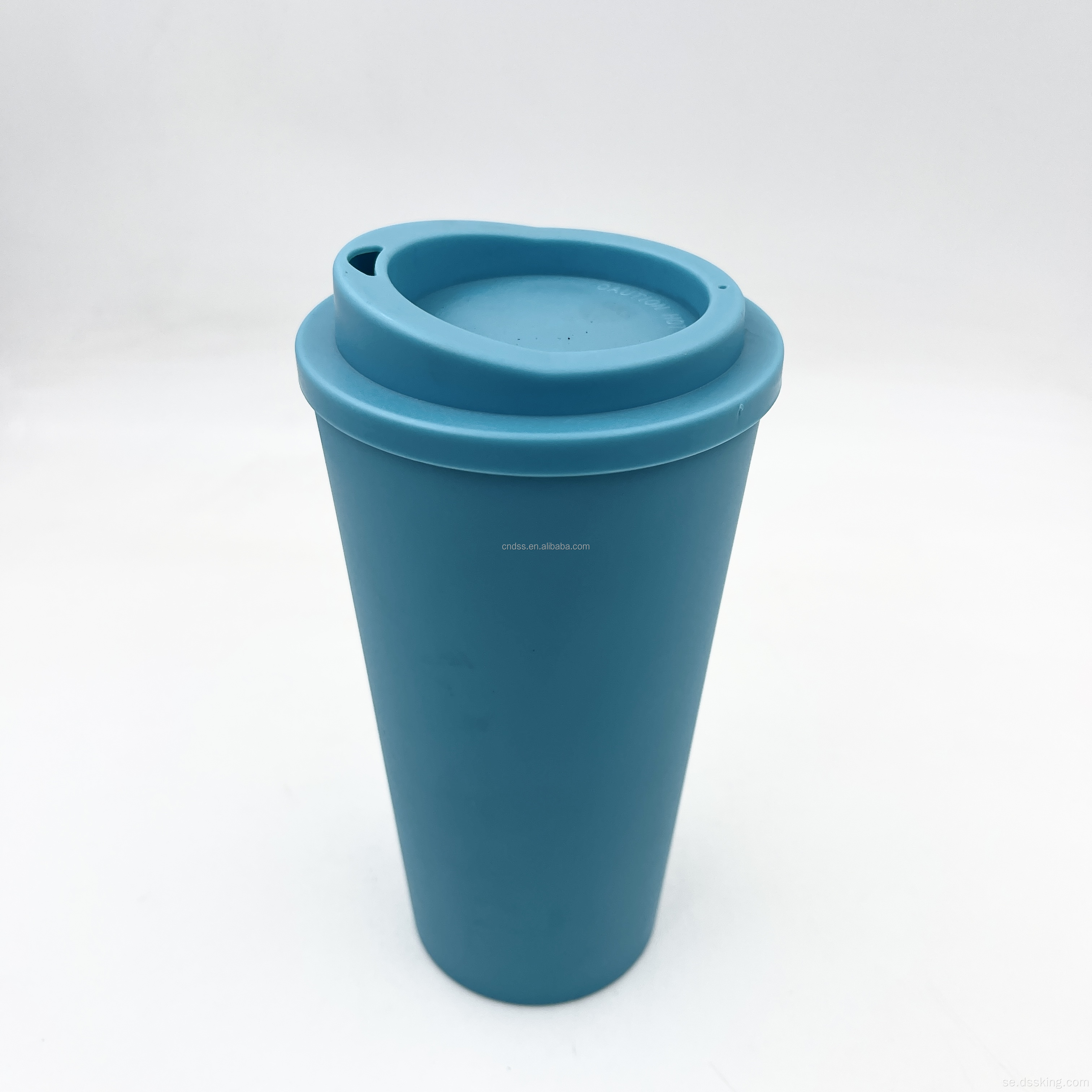 Double Wall PP Travel Mug 16oz 500 ml Plastic Cups Återanvändbar kaffekopp med lock