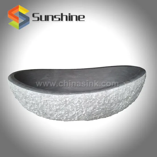 Grey Color Bluestone Limestone Free-Standing Slipper Bathtubs Carved from Solid Block BT-070A-BESE
