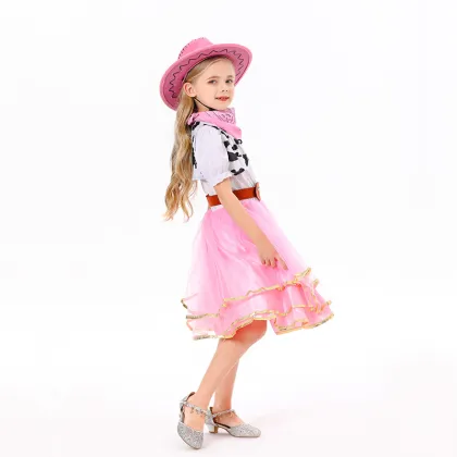 New Children's Princess Cosplay Costume with Denim Skirt for Masquerade