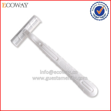 2015 Hotel Cheap Safety Disposable Plastic Straight White Handle Razor