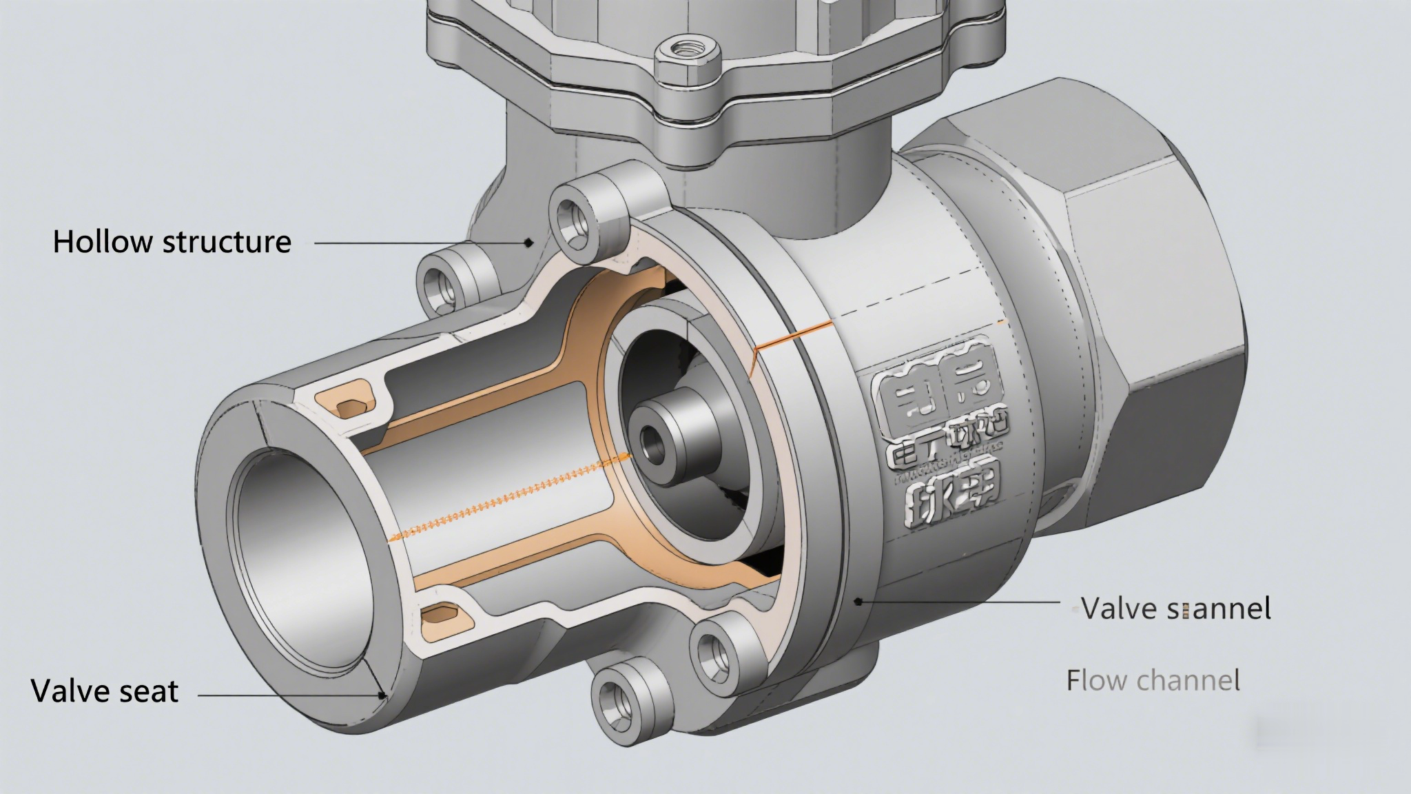 Labeled Planar View of Valve Body & Core Assembly