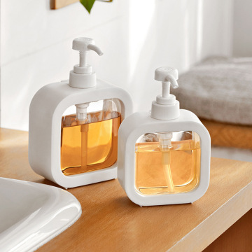 Transparent Square Plastic Press Bottle for Bathroom Hand Sanitizer Sub-Bottling