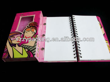 Colorful notebook with separate cover and spiral