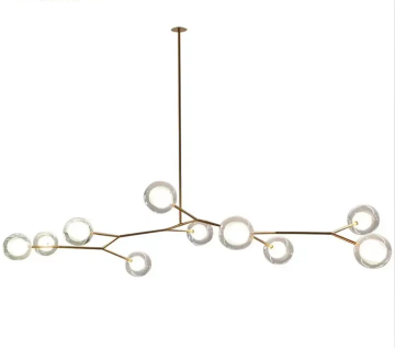Nordic Bean Chandelier Pendant Lamps: Modern Iron Wooden Transparent Glass Ball Lamps