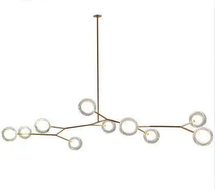 Nordic Bean Chandelier Pendant Lamps: Modern Iron Wooden Transparent Glass Ball Lamps