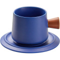 Klein Solid Colors Ceramic Cup Cappuccino Simple Ceramic Tea Cup And Saucer Black Coffee Cup With Saucer Set