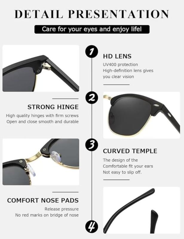 Classic Half Frame Shades for Style and Protection