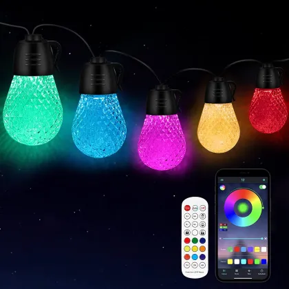 Multicolor LED Edison Bulb String Lights for Outdoor Garden Holiday Lighting