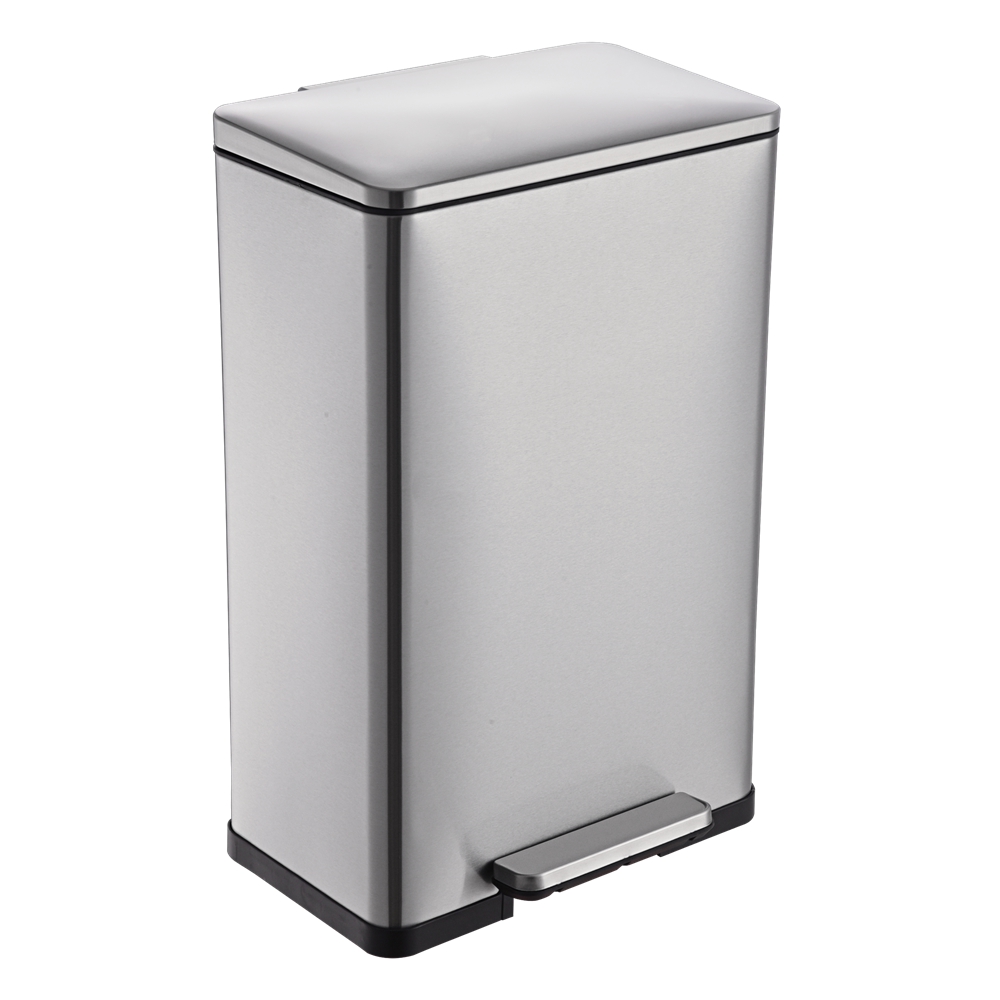 46L de basura de cocina rectangular de acero inoxidable