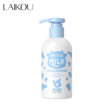 LAIKOU Milk Hand Cream 200g - Moisturizing Whitening Hand Care Cream with Hyaluronic Acid