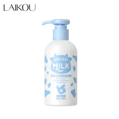 LAIKOU Milk Hand Cream 200g - Moisturizing Whitening Hand Care Cream with Hyaluronic Acid