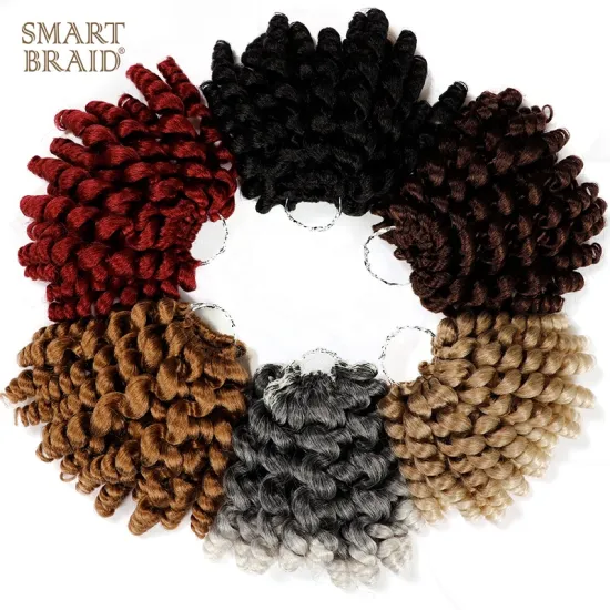 Wand Curl Crochet Hair Extensions Ombre Braiding Twist Hair Synthetic Jumpy Wand Curly Twist Braids Hair 8 Inch 20 strands