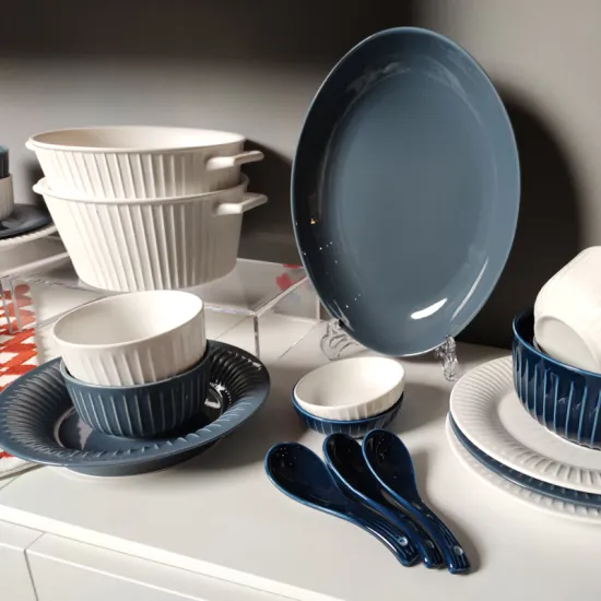 fashionable blue color  tableware bowl set  ceramic salad bowl  for daily home use