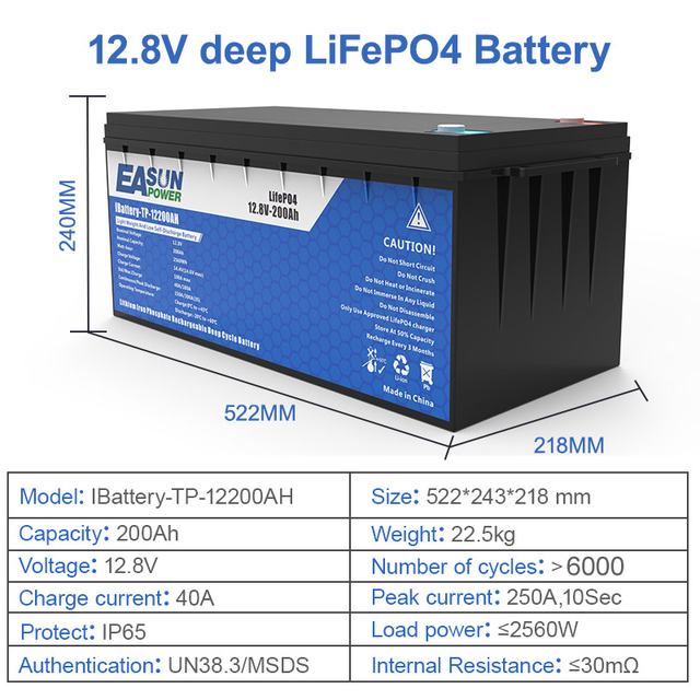 12V 200AH LifePO4 Battery Pack