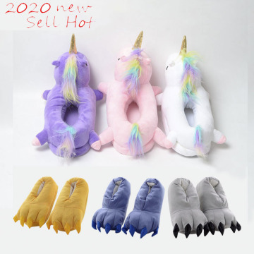 Unicorn Slippers Cartoon Animal Claw Kigurumi Onesies Pajama Shoes Kid Adult Kawaii Funny Casual Style Cosplay Prop Party Wear