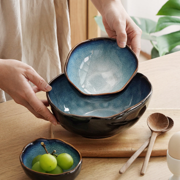 Kaiwoo porcelanowa reaktywna miska niebieska miska na sałatkę i makaron