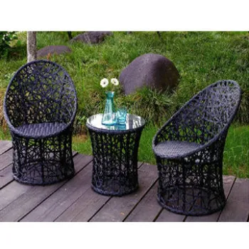 3 Pieces Steel Frame Rattan Table Set, Available in Various Sizes