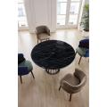 Top Notch Black Marble Italian Style Round Dining Table