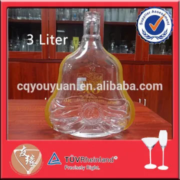 Decorative cognac xo 3000ml glass bottle for brandy