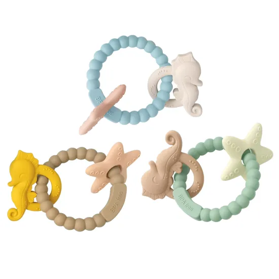 Colorful Silicone Teething Beads Rattle Toy for Babies