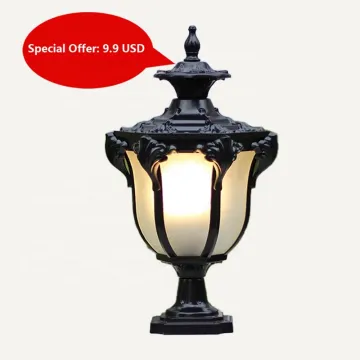 Vintage Style Outdoor Garden Post Light with E27 Lamp Holder - Aluminum Material Pillar Lights