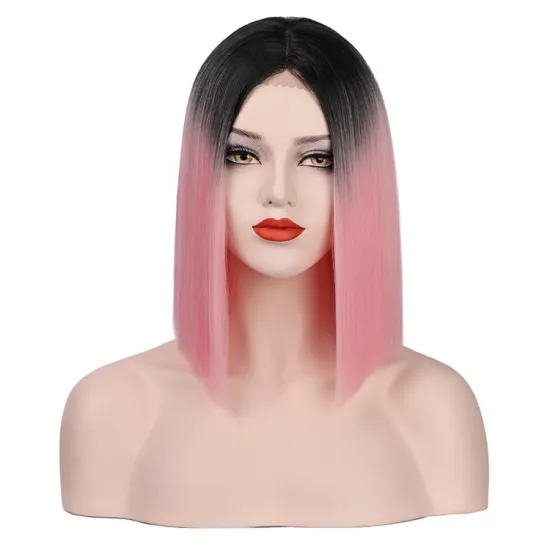 Aisi Wholesale Straight Bob Fiber Hair Wigs For Women Ombre Color Full Machine Made Wig Synthetic Hair Wig