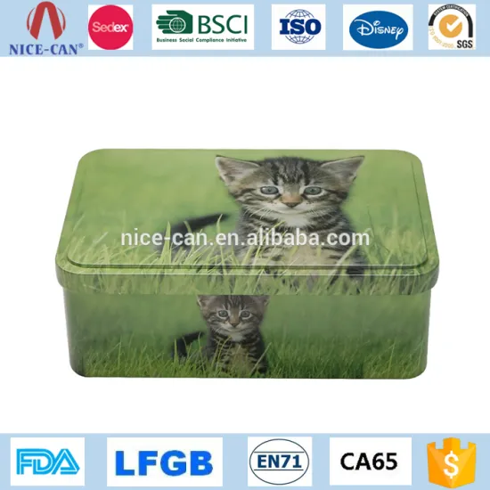Rectangular Tin Animal Metal Container Thin with Lid