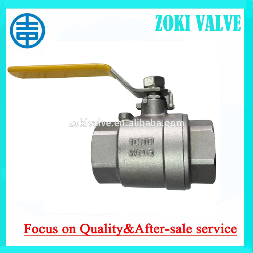 Big Qty Stocks 1 Inch Stainless Steel 2PC Ball Valve with BSP NPT Thread End 1000WOG