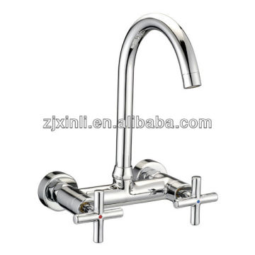 High Quality Dula Handle Brass Kitchen tap, Polish and Chrome Finish
