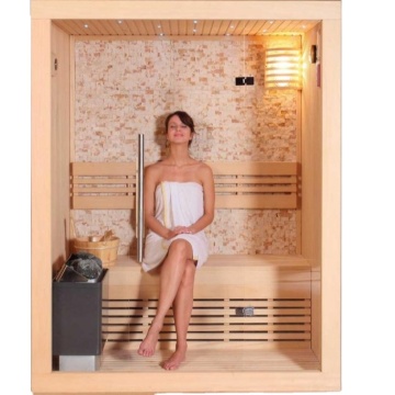 OEM Freestanding Sauna House with Culture Stone and LED Lights