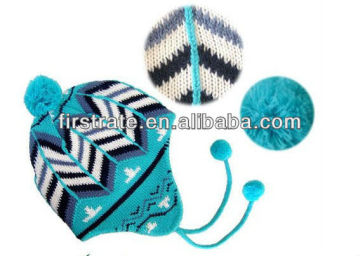 Fashion custom design knit beanie hat pattern with pom
